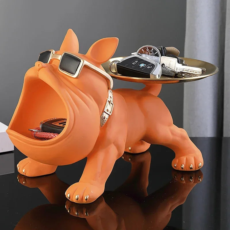 Bulldog Statue Trinket Tray