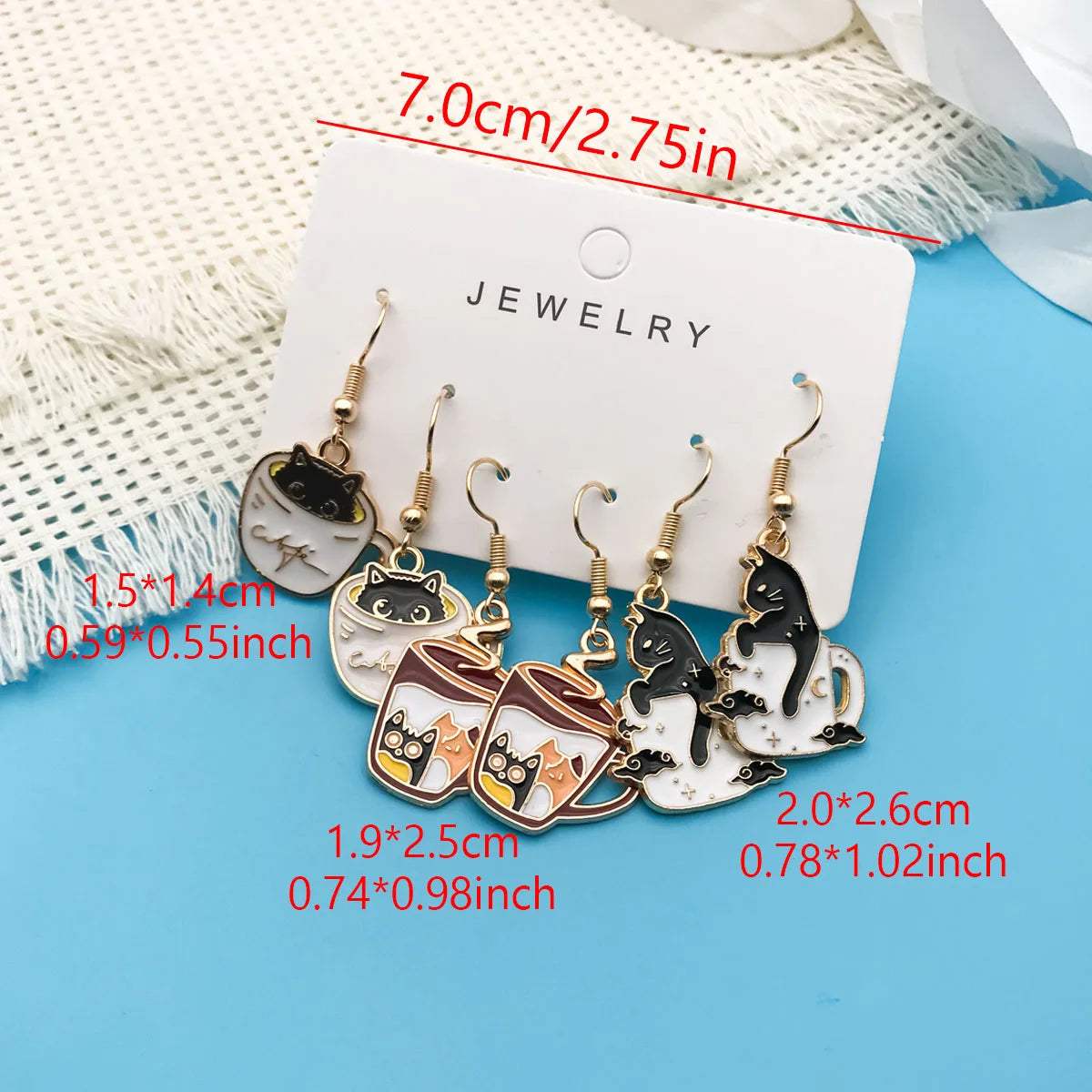 Teacup Cat Earrings Set (3 Pairs)