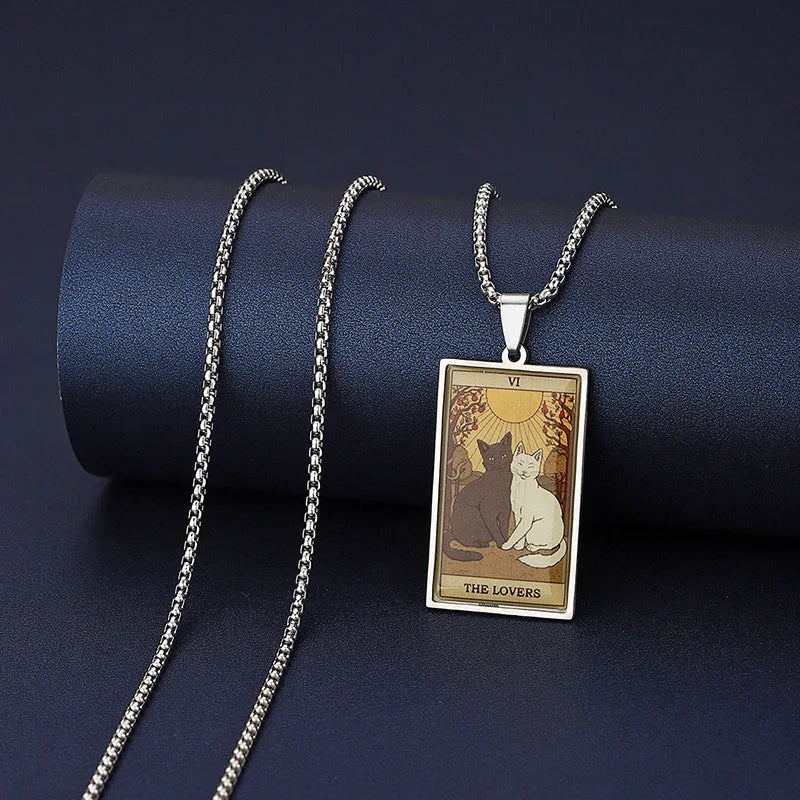 Cat Tarot Card Necklace