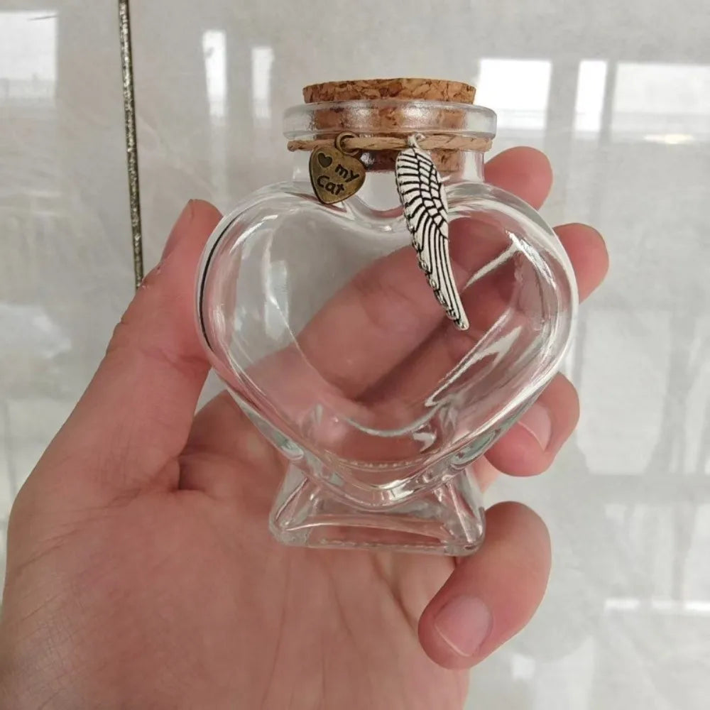 Glass Heart Fur Keepsake Bottle