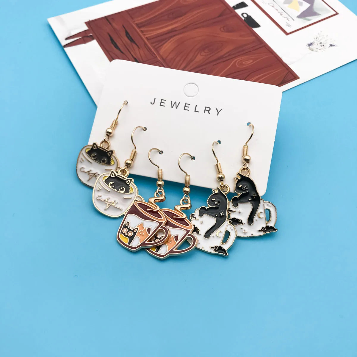 Teacup Cat Earrings Set (3 Pairs)
