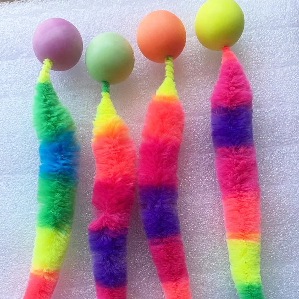 Fuzzy Worm Bouncing Ball Cat Toys