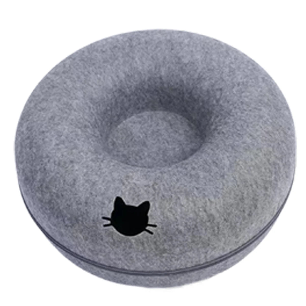Felt Donut Tunnel Cat Bed - Dark grey / 50 x 50 x 23 cm