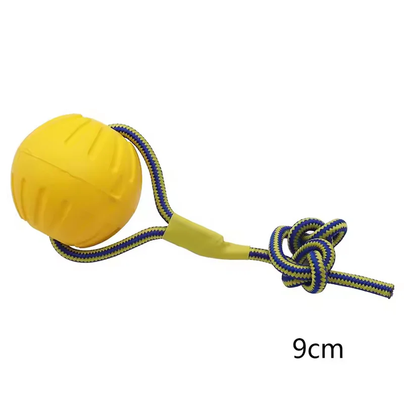 Foam Ring, Disc and Ball Fetch Toys - Ball on rope, 9 cm
