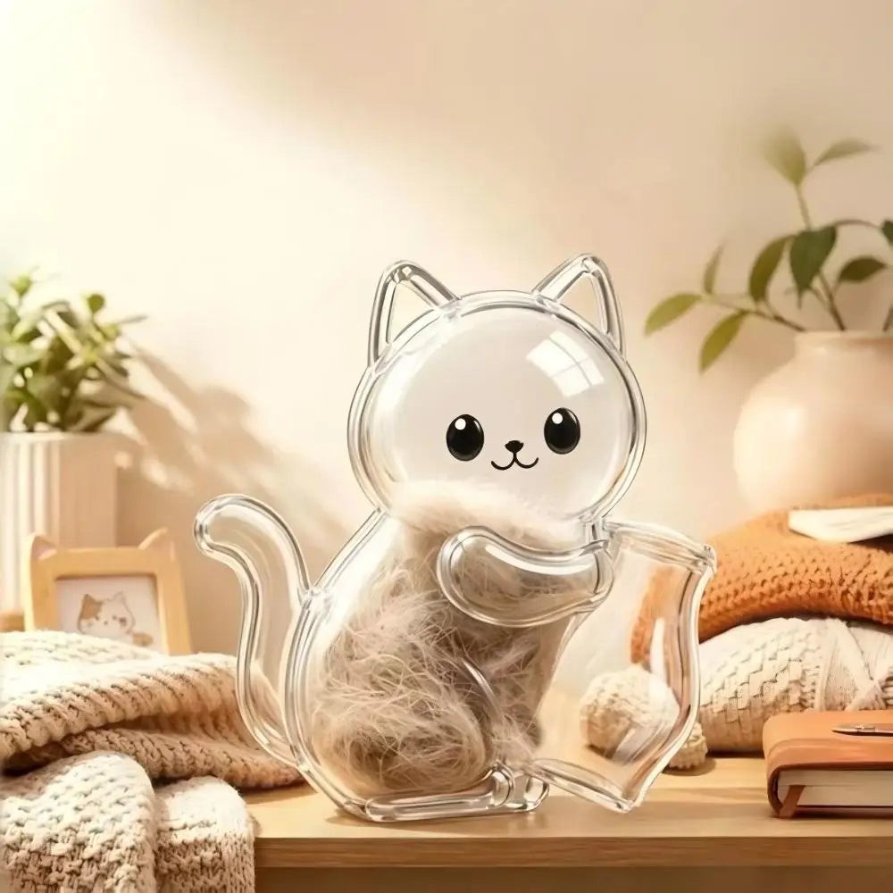 Cat-Shaped Fur Keepsake Fridge Magnet