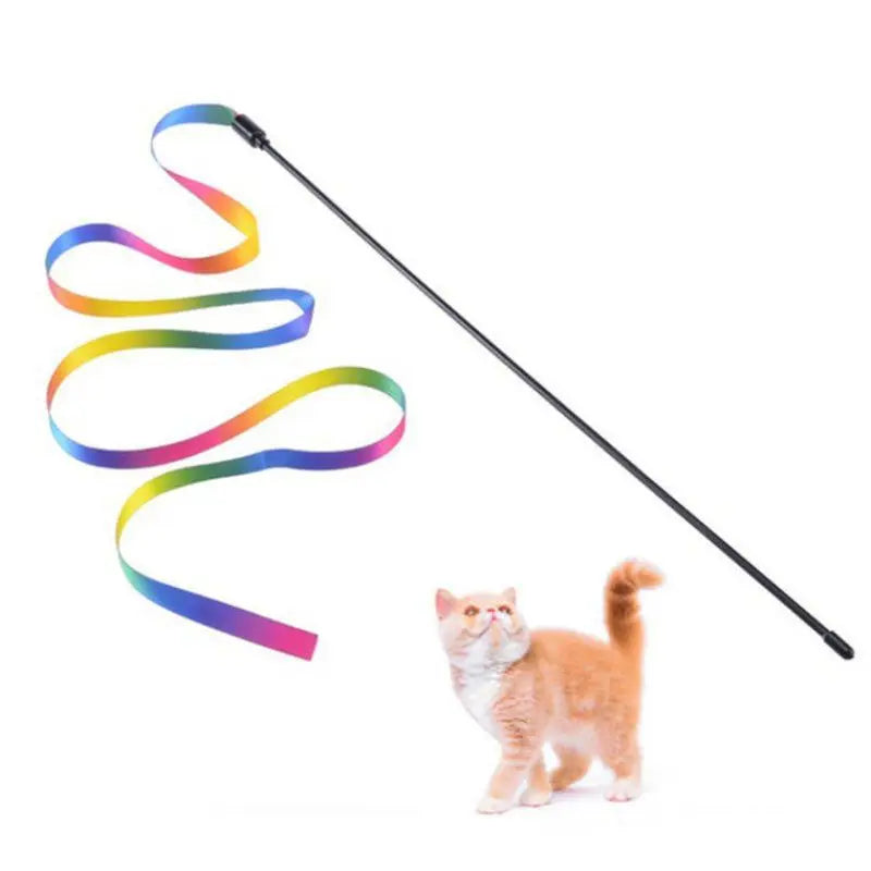 Rainbow Ribbon Cat Wand