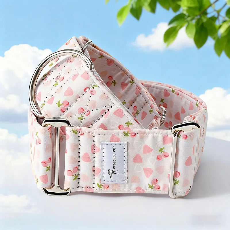 Wide Patterned Martingale Collar - Pink / XS