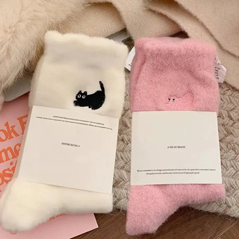 Fuzzy Cat Face Socks
