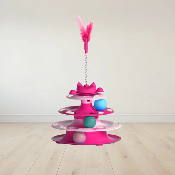 Cat Turntable Ball Track Toy with Feather