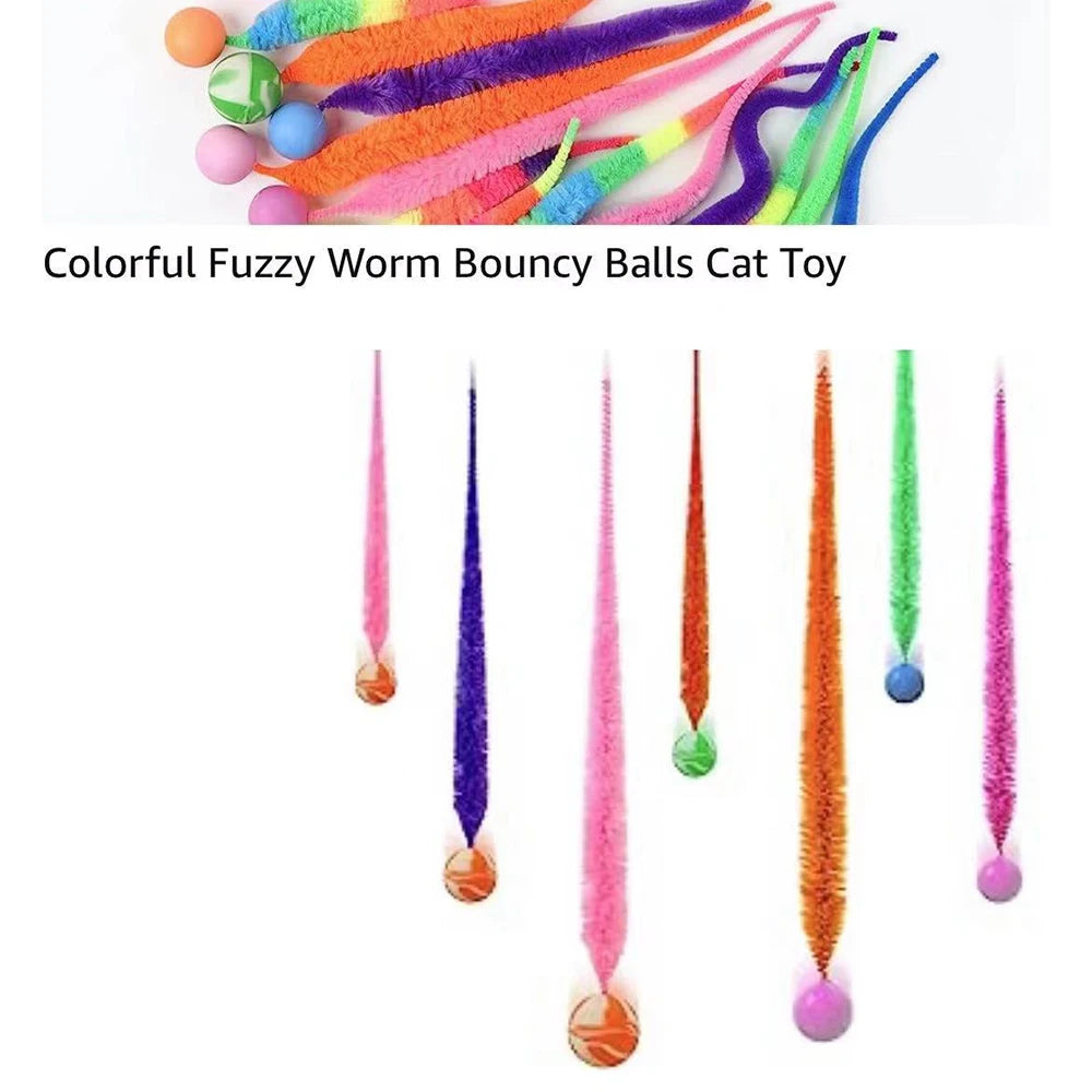 Fuzzy Worm Bouncing Ball Cat Toys
