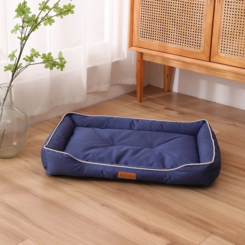 Sofa-Style Dog Bed with Raised Sides - M / Square Blue