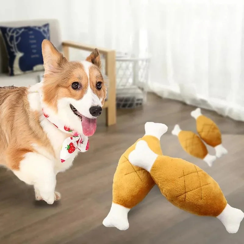Squeaky Plush Chicken Leg Dog Toy