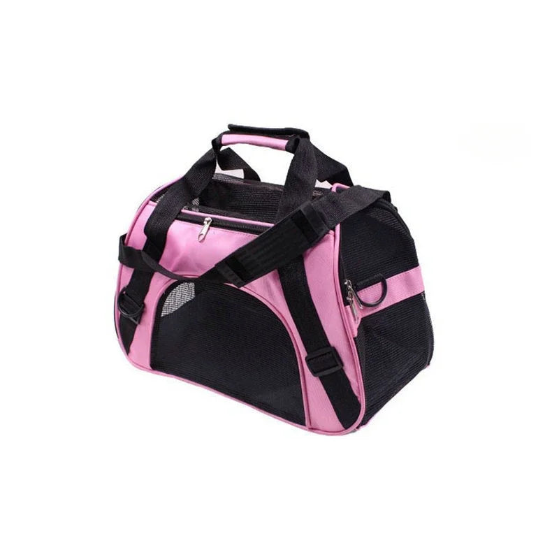 Foldable Mesh Pet Carrier Bag - Pink / S