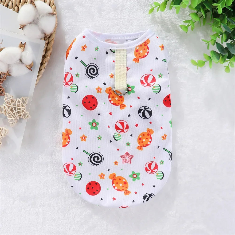 Cartoon Cooling Summer Vest for Dogs - White Lollipop / XS