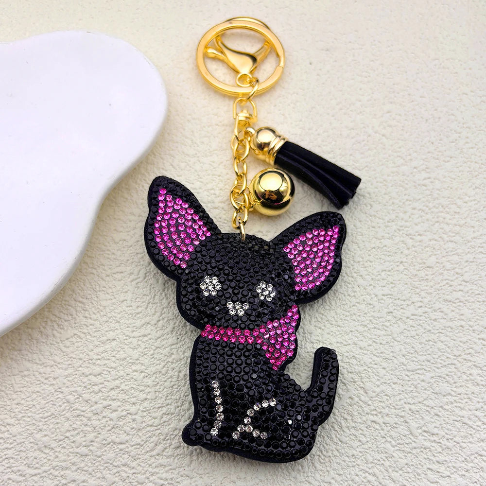 Crystal Cat & Dog Keyring