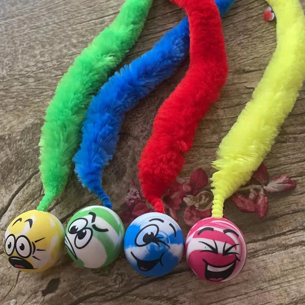 Fuzzy Worm Bouncing Ball Cat Toys