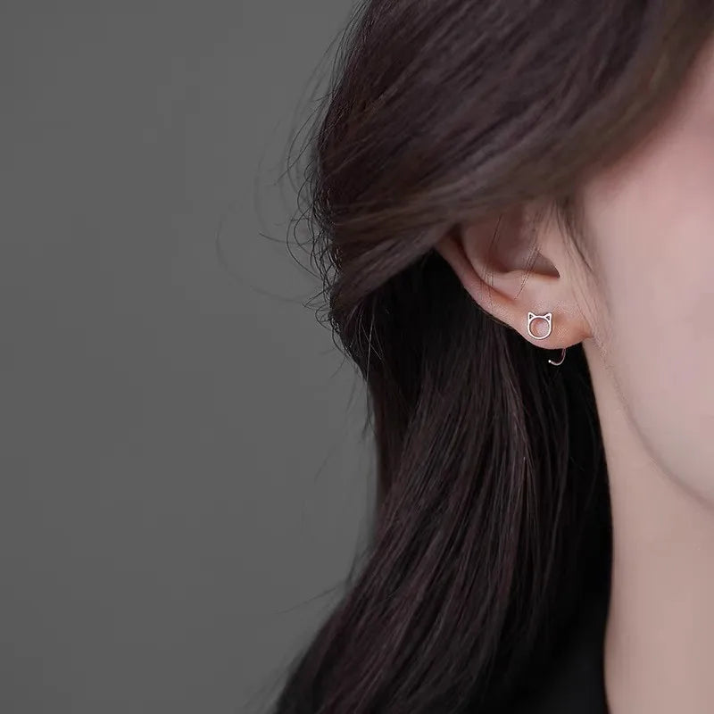 Hollow Cat Stud Earrings