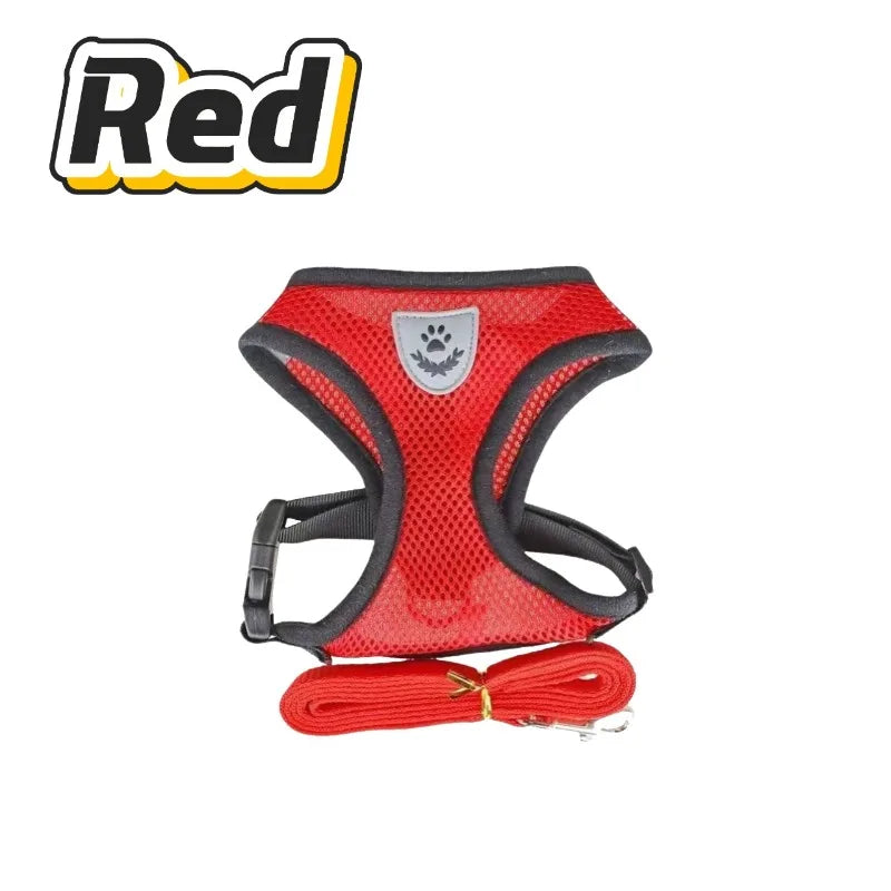 Mesh Cat Harness and Lead Set - Red / S (1.5 to 2.5 kg)
