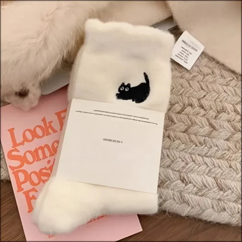 Fuzzy Cat Face Socks