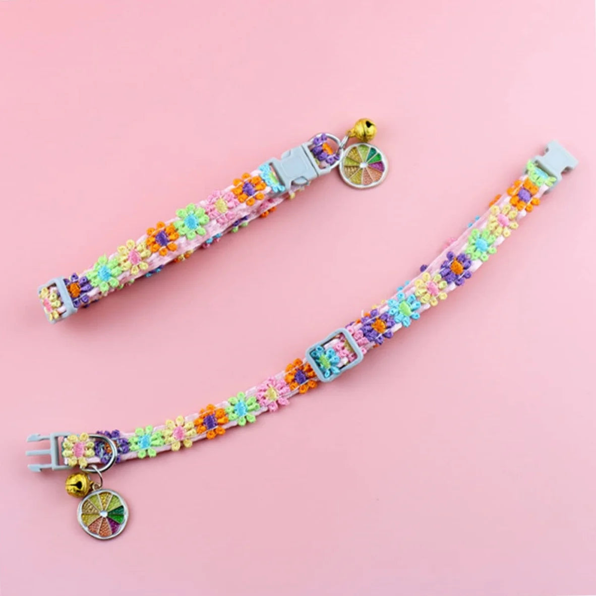 Flower Cat Collar with Bell and Charm