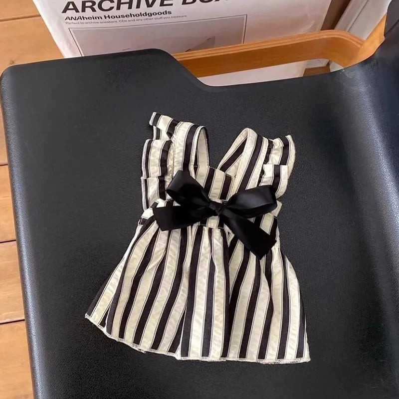 Polka Dot Summer Dress for Small Dogs - Black / XS