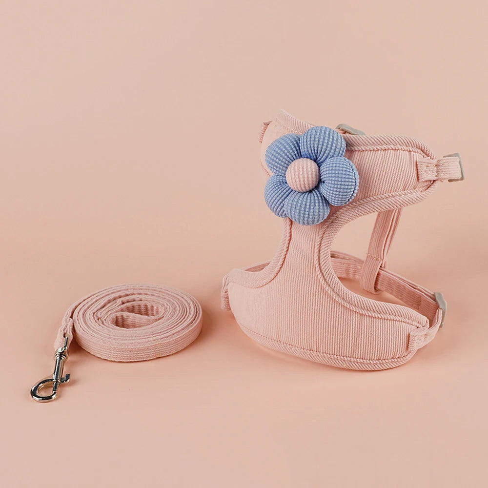 Cute Harness and Lead Set for Cats and Small Dogs - 03 Pink / S