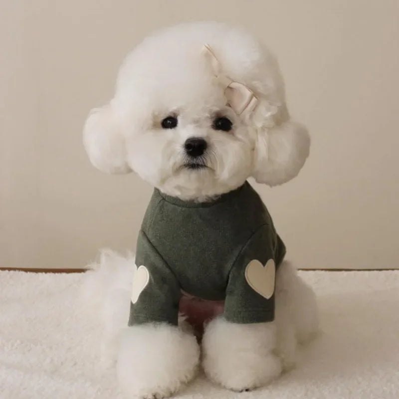 Heart Fleece Top for Small Dogs - Dark Blue / XS