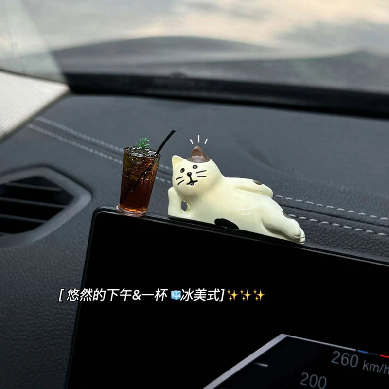 Sleepy Kitten Dashboard Figurine