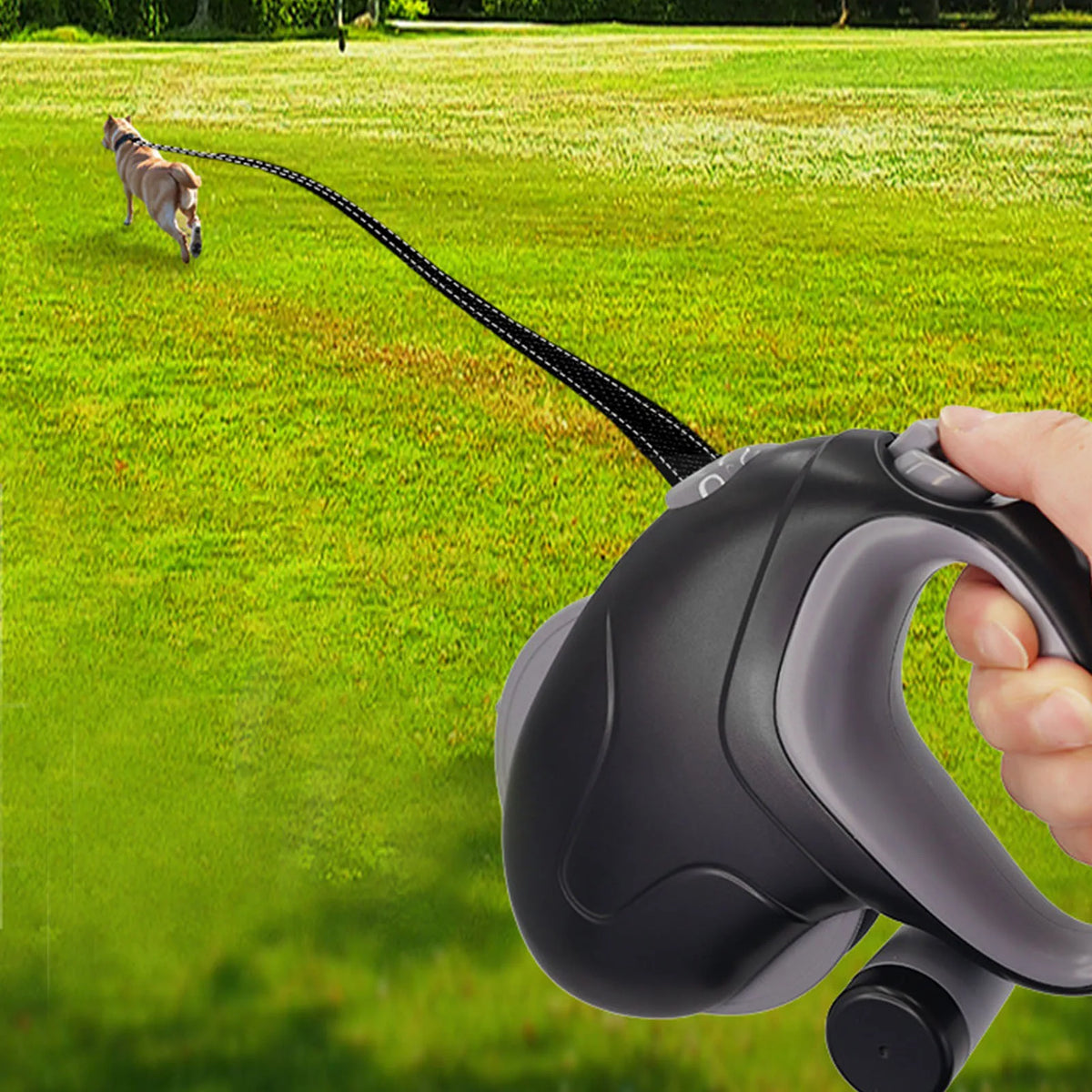 10 m Retractable Dog Lead with Bag Holder