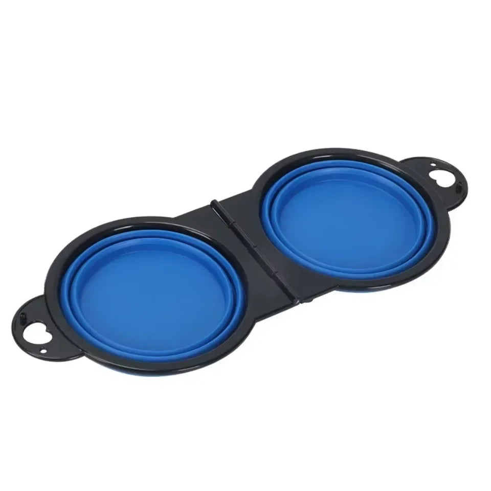Foldable double travel bowl