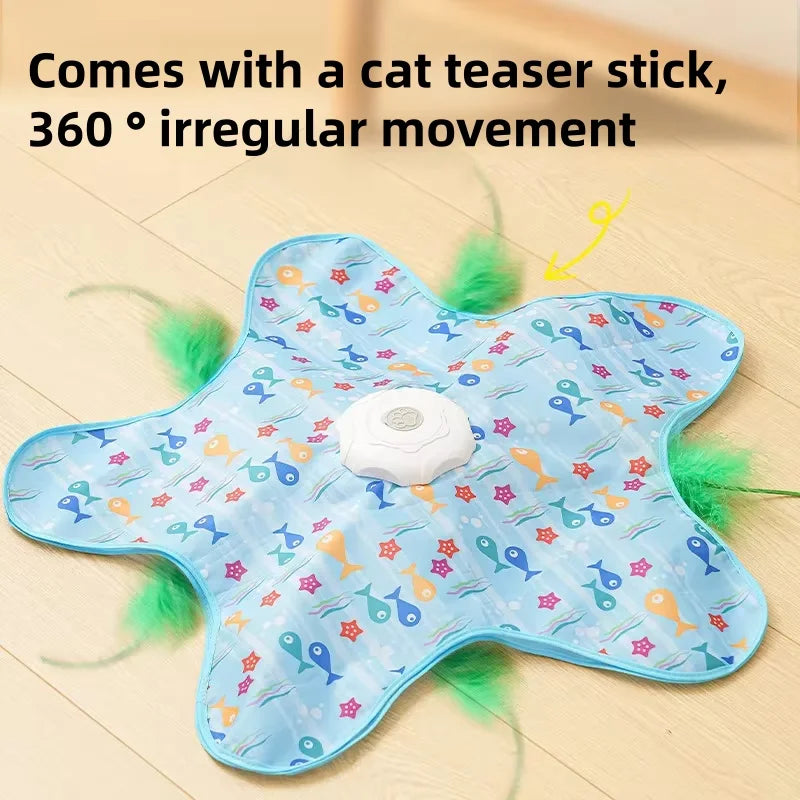 Cat Hunting Mat with Spinning Feather Toy