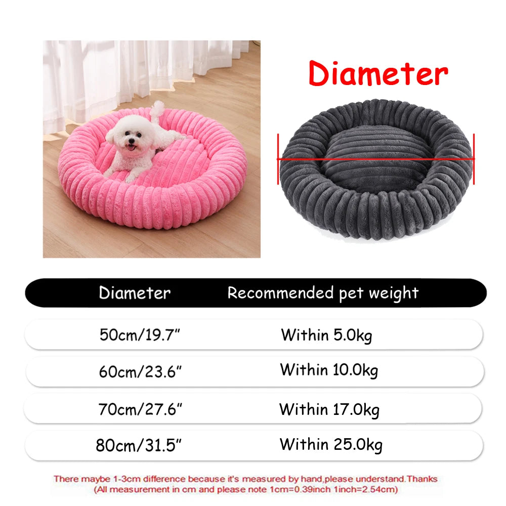 Fluffy Round Calming Bed, up to 90 cm - Pumpkin Pink / 50 cm
