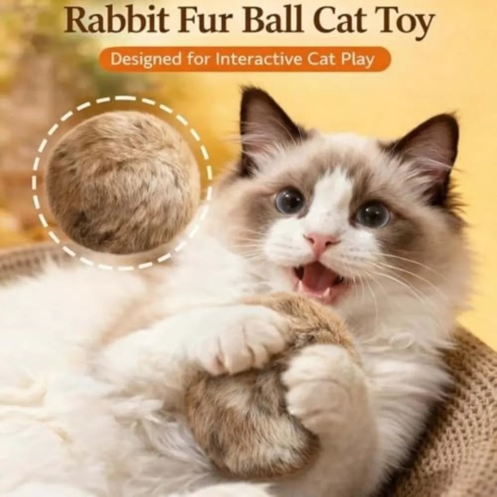 Fluffy Faux Fur Ball Cat Toy
