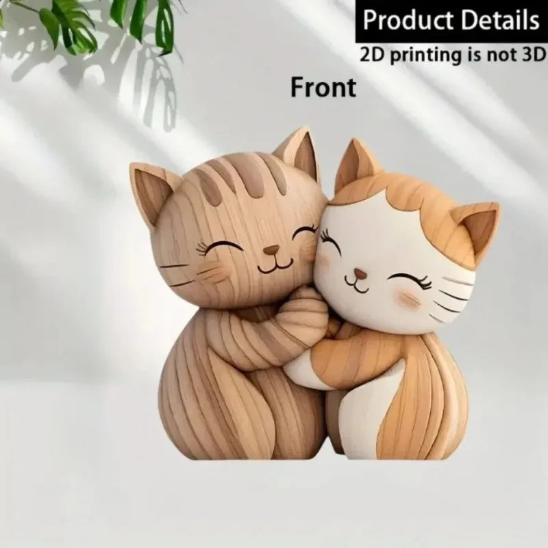 Wooden Cat & Dog Silhouette Ornament