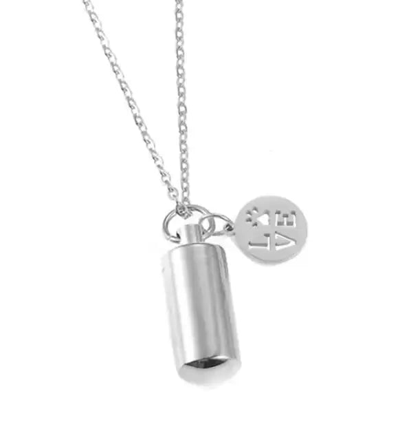 Paw Charm & Cylinder Keepsake Urn Necklace