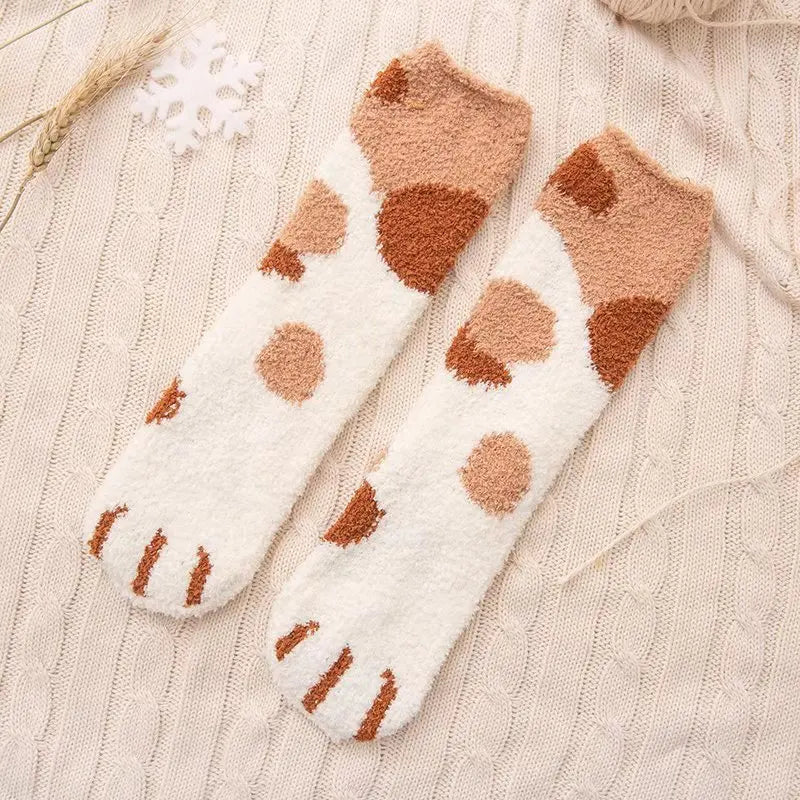 Fluffy Cat Paw Socks