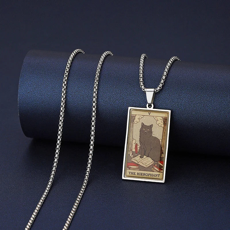 Cat Tarot Card Necklace
