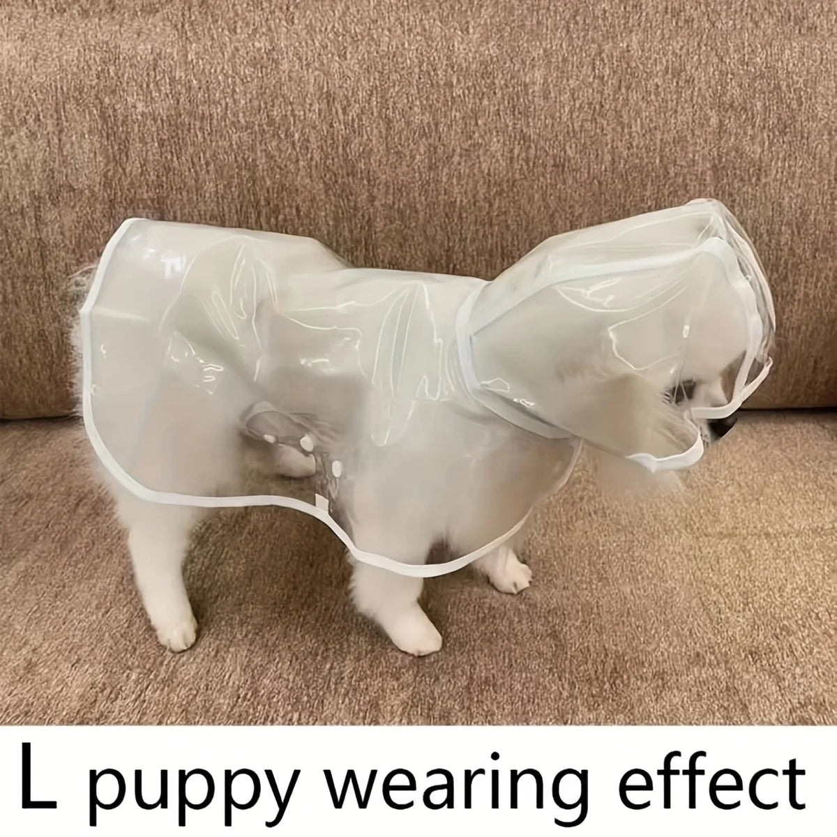 Clear Hooded Dog Raincoat - L