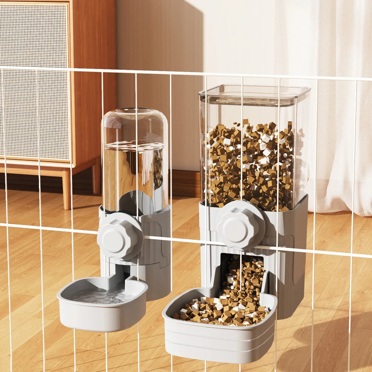 Gravity Feeder and Water Dispenser for Crates