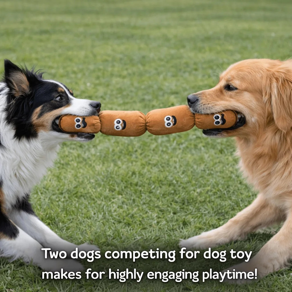 Squeaky Plush Sausage Chain Dog Toy