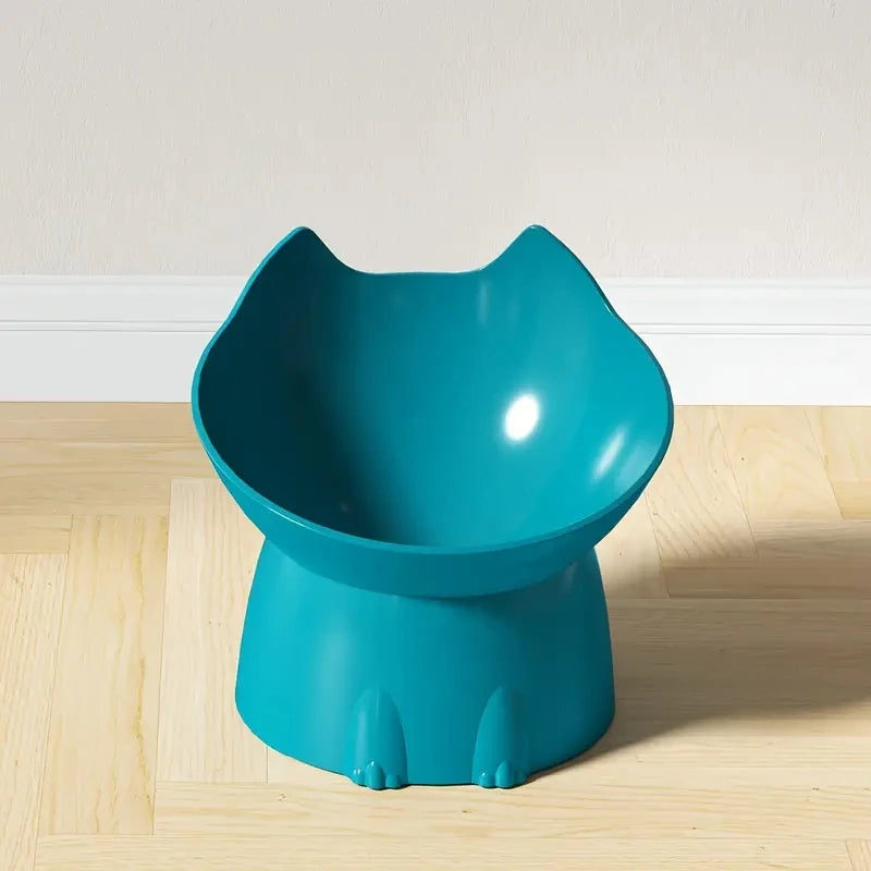 Raised Tilted Cat Bowl - Blue