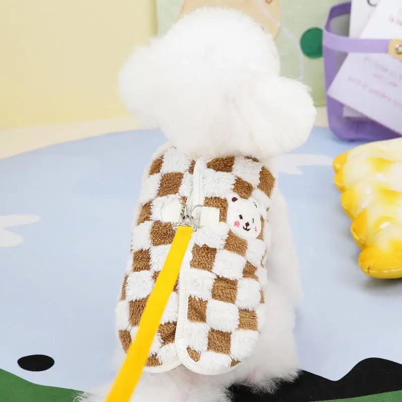 Checked Teddy Fleece Coat for Small Dogs