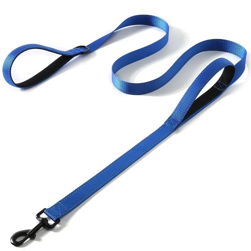 Double-Handle Reflective Dog Lead - Blue / 1.5 m