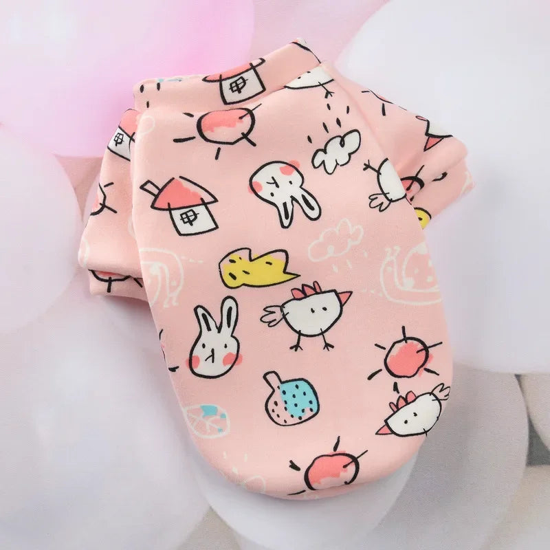 Printed Fleece Sweatshirt for Small Dogs - Pink Chicken / XS