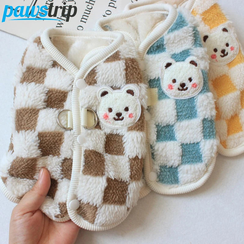 Checked Teddy Fleece Coat for Small Dogs