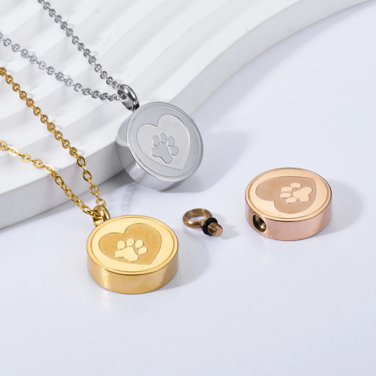 Paw Print Heart Keepsake Locket Necklace
