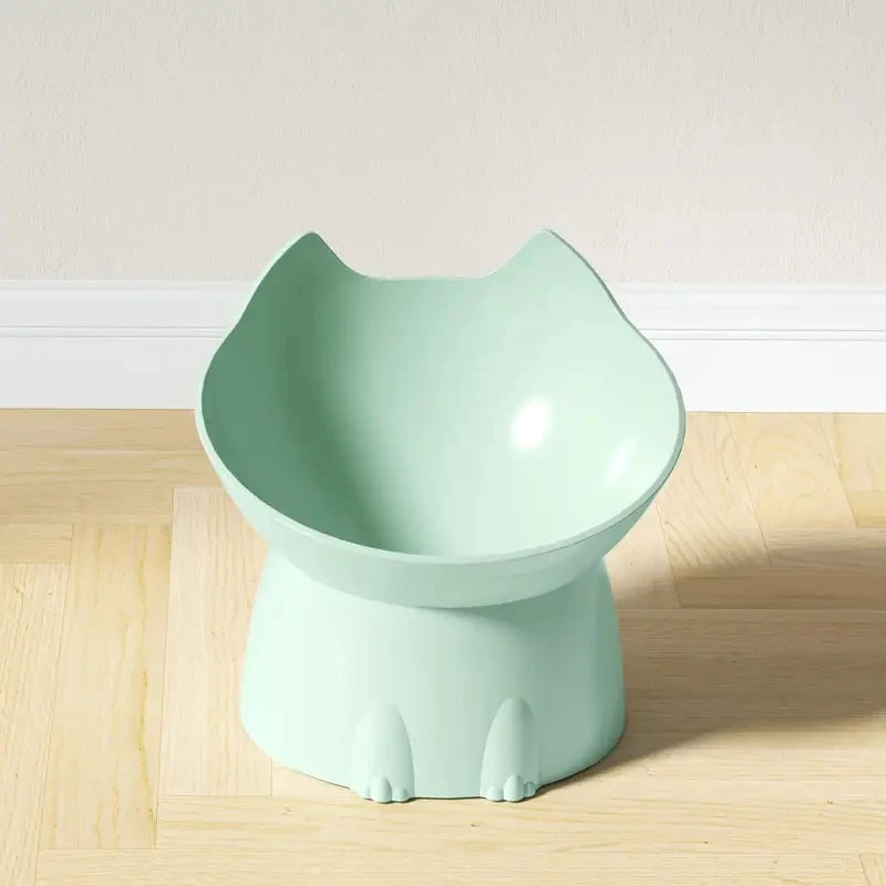 Raised Tilted Cat Bowl - Green