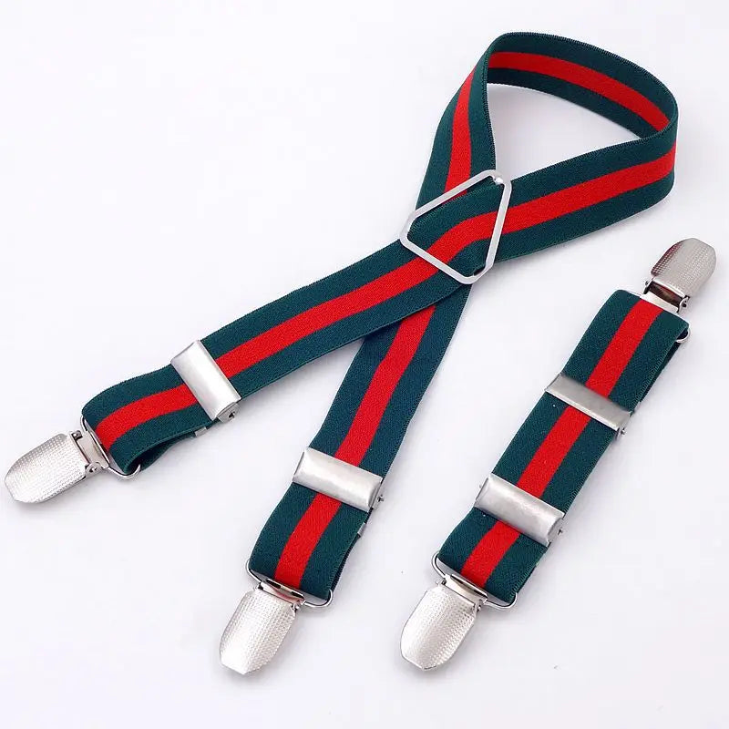 Dog Nappy Suspenders - Green and red / S