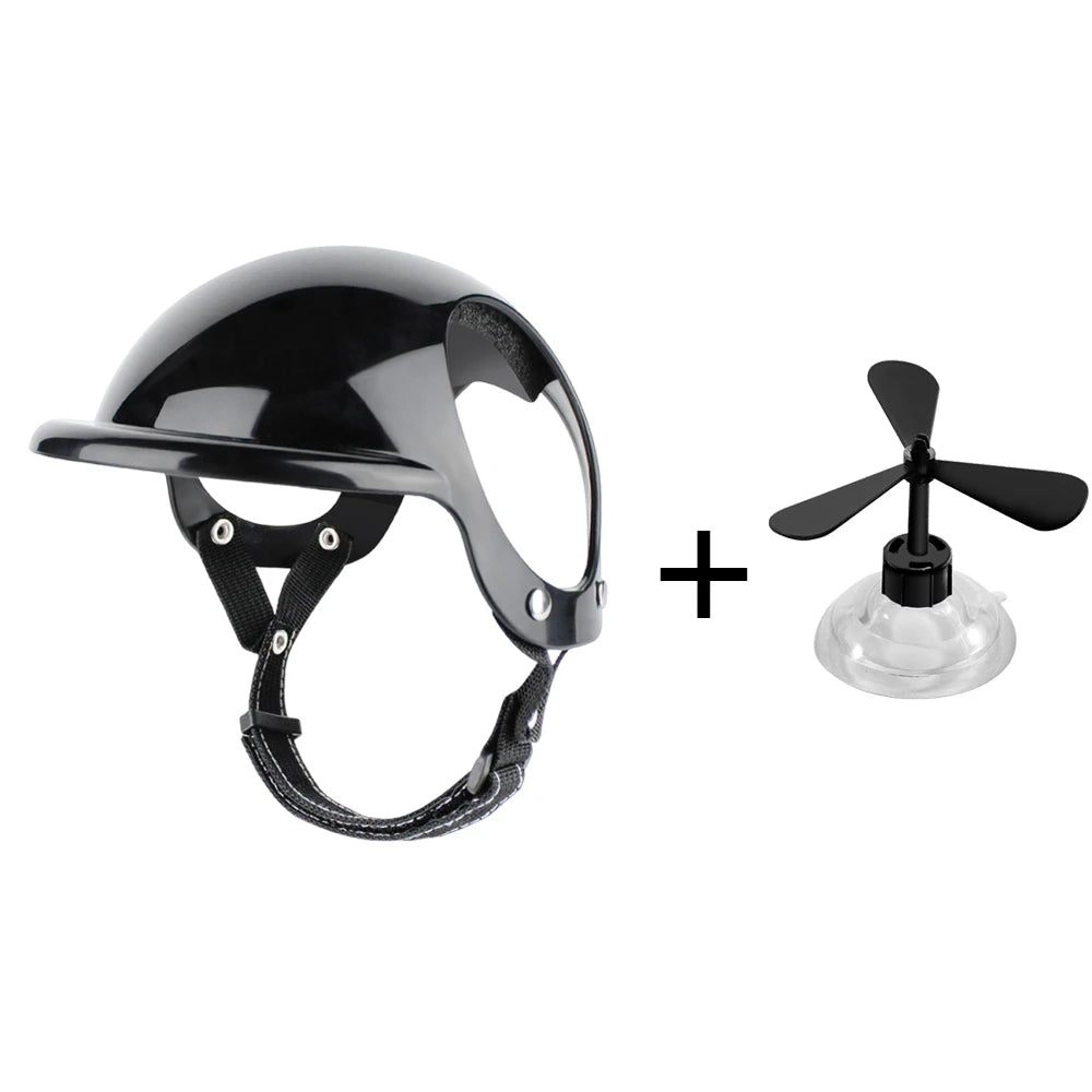 Motorbike-Style Dog Helmet - Black, with propeller / S (6 to 12.5 kg)