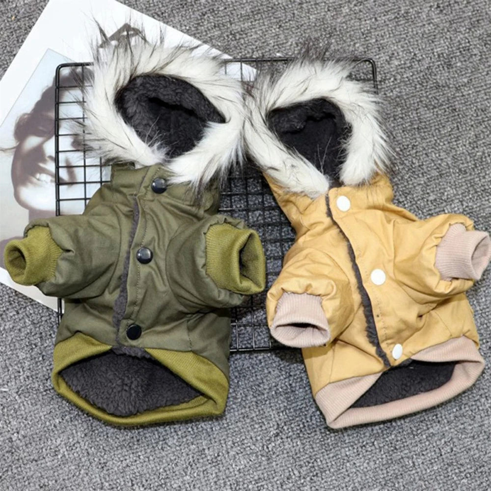 Fur-Hood Winter Parka for Small Dogs